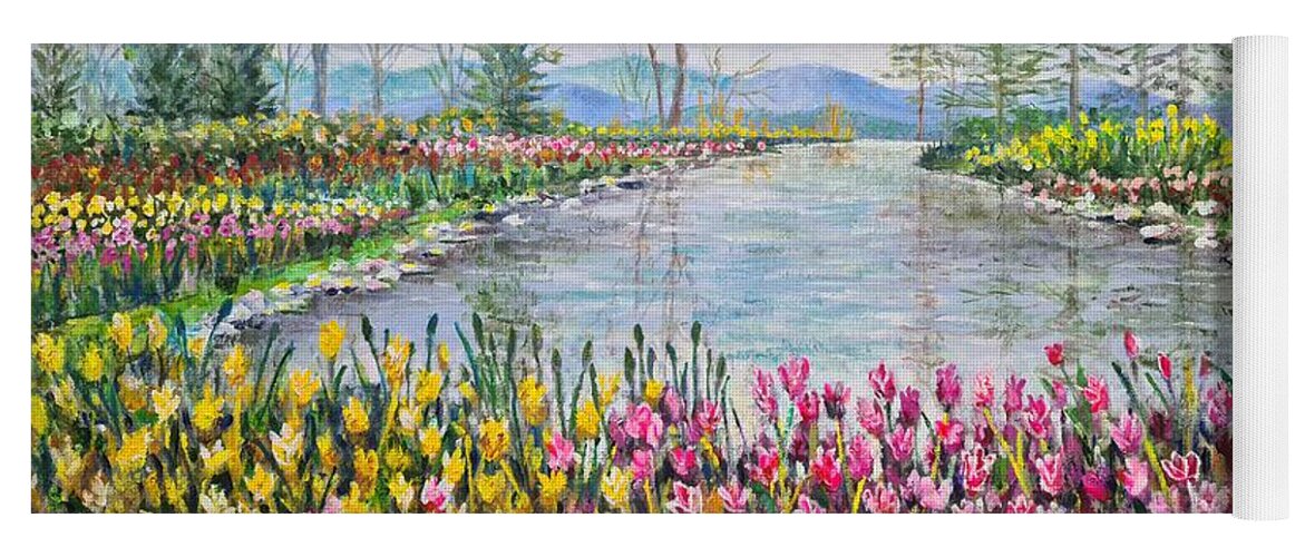 Tulips Yoga Mat featuring the painting Emirgan Tulips by Lou Ann Bagnall