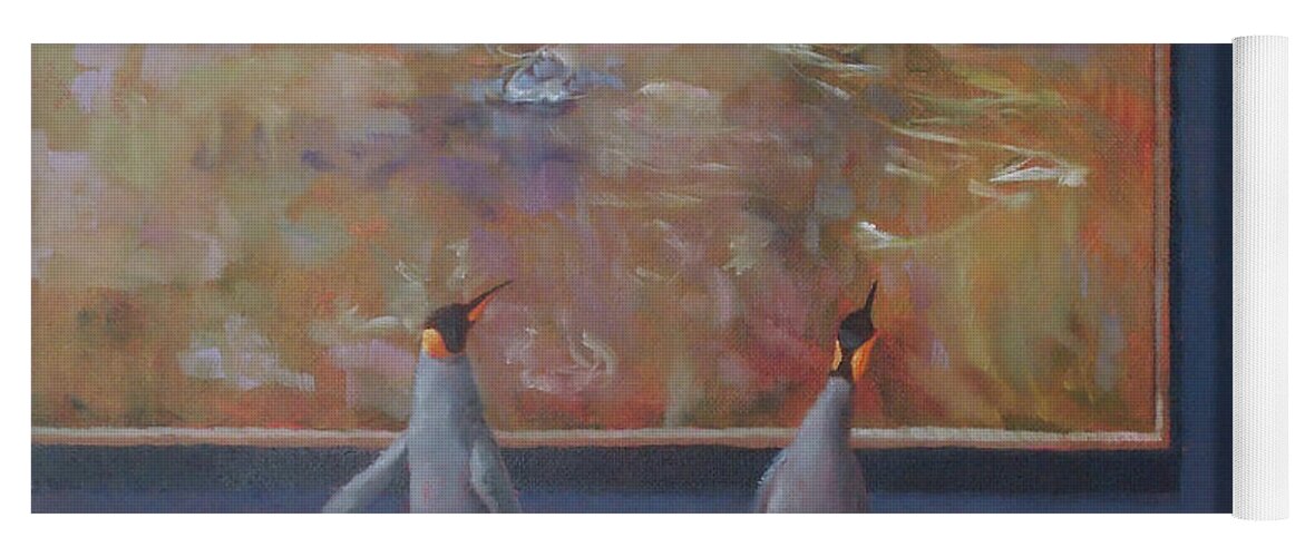 Emperor Penguins Yoga Mat featuring the painting Emperors Enjoy Monet by Marguerite Chadwick-Juner