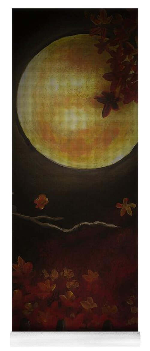 Autumn Yoga Mat featuring the painting Moonlit autumn night by Tara Krishna