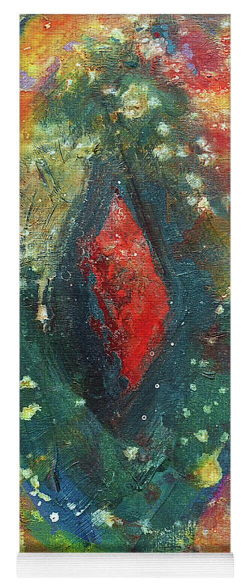 Abstract Yoga Mat featuring the painting Energy of Red by Maria Meester
