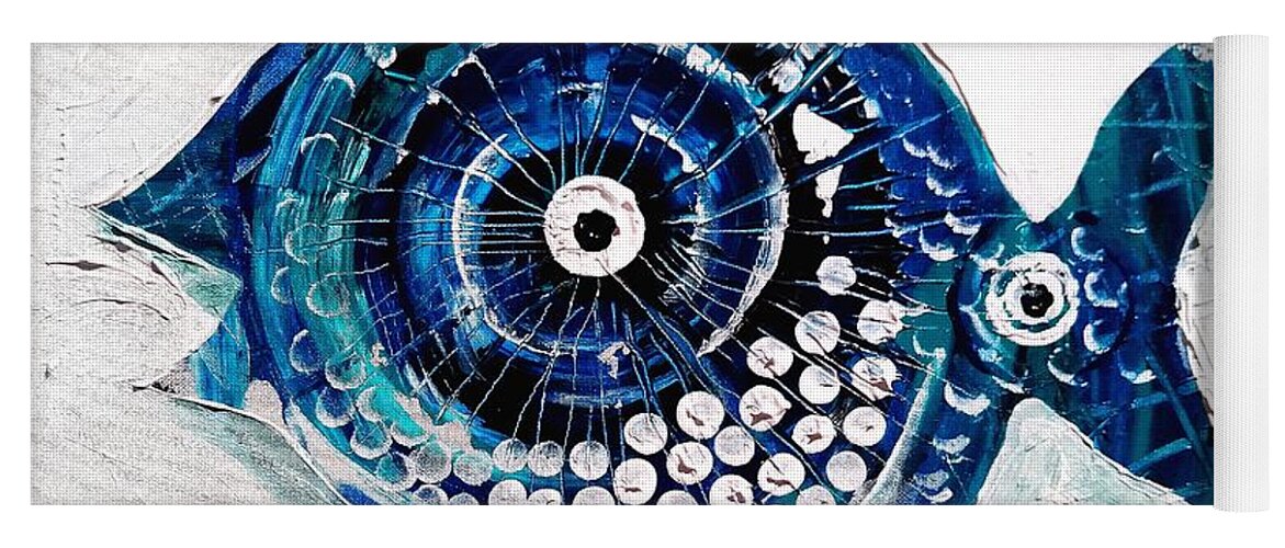 Abstract Yoga Mat featuring the painting Enter the Icehole Fish by J Vincent Scarpace