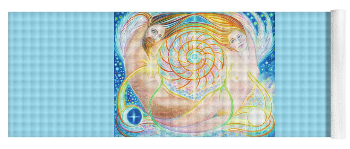 Figurative Yoga Mat featuring the drawing Eos and Astraeus by Debra Hitchcock