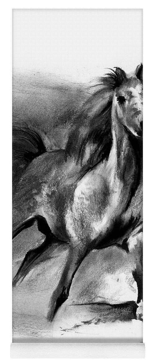 Charcoal Yoga Mat featuring the drawing Equine II by Paul Davenport