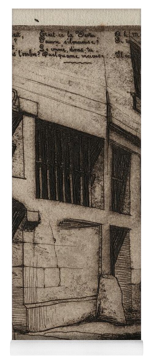 Etchings Of Paris The Street Of The Bad Boys 1854 Charles Meryon Yoga Mat featuring the painting Etchings of Paris The Street of the Bad Boys 1854 Charles Meryon by MotionAge Designs
