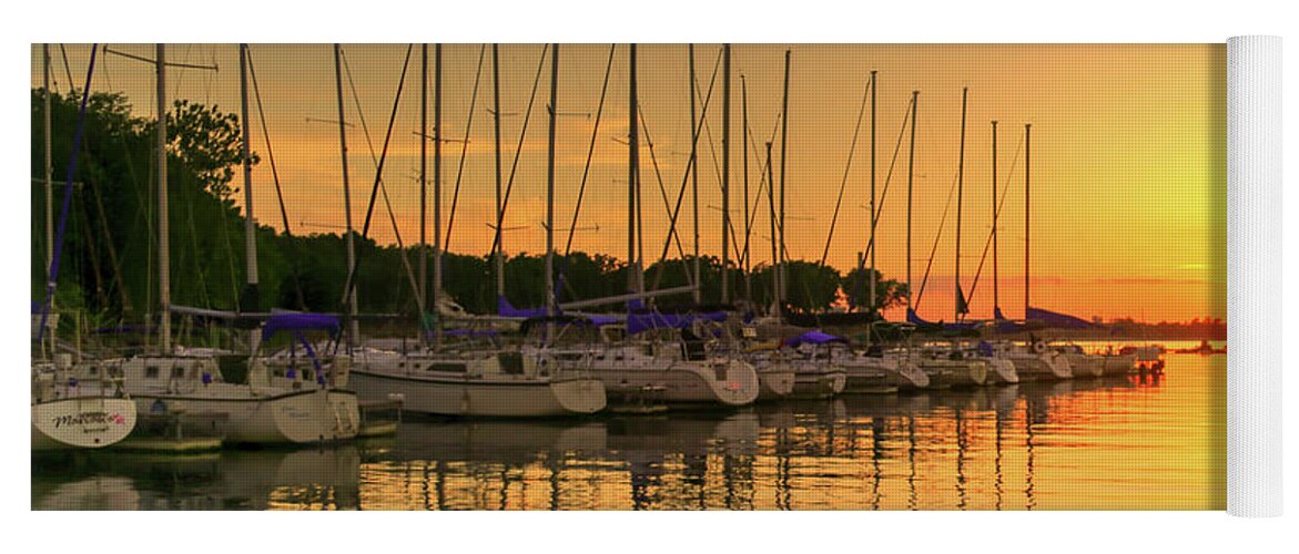 Boats Yoga Mat featuring the photograph Evening Calm at Redbud Bay by Robert Harris