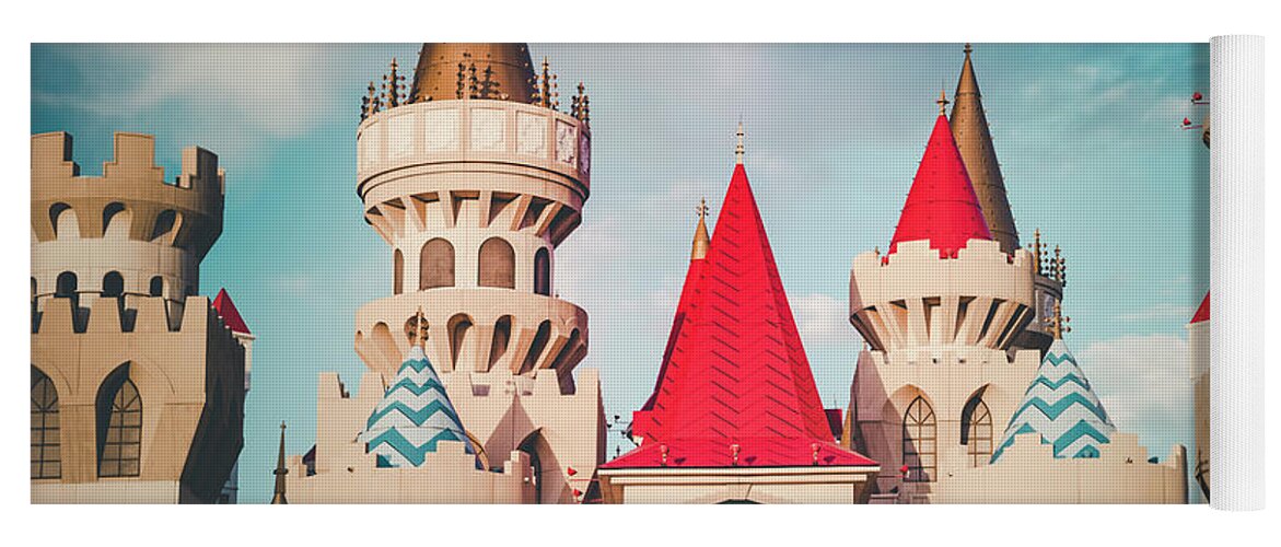Excalibur Yoga Mat featuring the photograph Excalibur Hotel and Casino on the Las Vegas Strip by Bryan Mullennix
