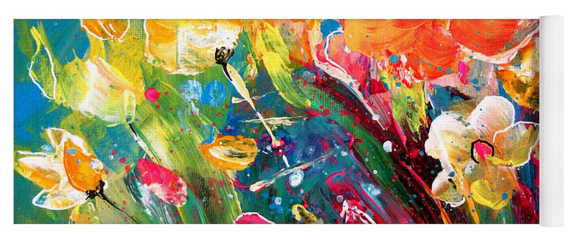 Flower Yoga Mat featuring the painting Explosion Of Joy 11 by Miki De Goodaboom