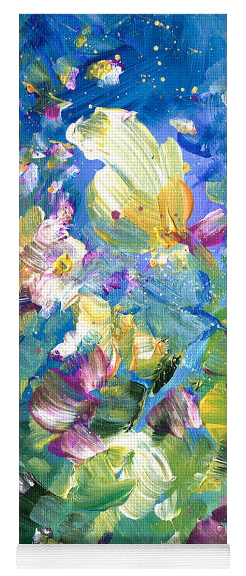 Flower Yoga Mat featuring the painting Explosion Of Joy 22 Dyptic 01 by Miki De Goodaboom