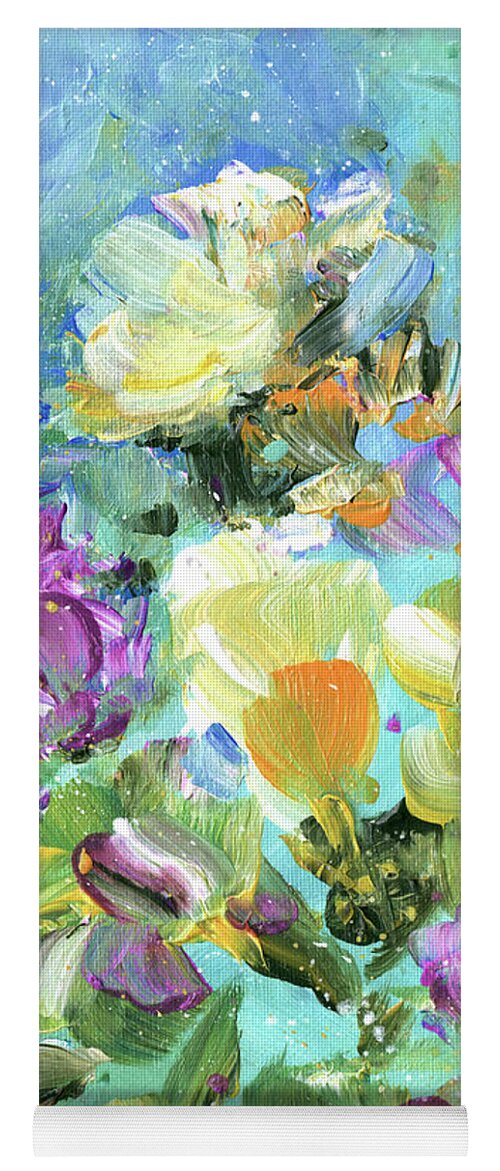 Flower Yoga Mat featuring the painting Explosion Of Joy 22 Dyptic 02 by Miki De Goodaboom