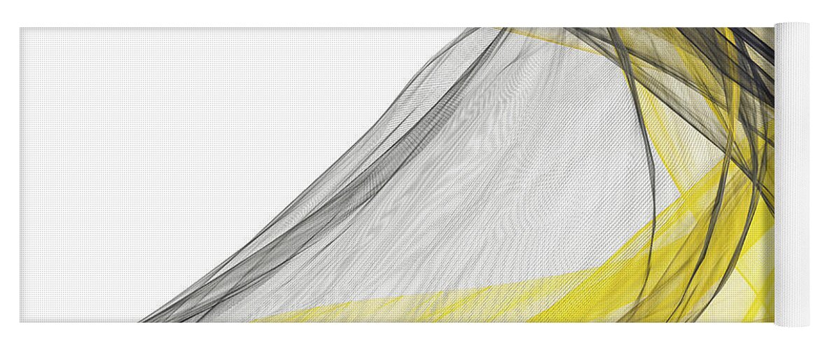 Yellow Yoga Mat featuring the painting Exquisite - Yellow And Gray Modern Art by Lourry Legarde