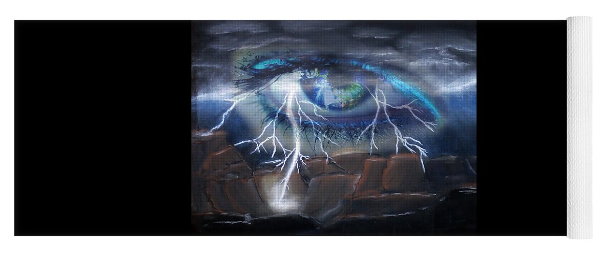 Eyes Yoga Mat featuring the mixed media Eye of the Storm by Ronald Mills