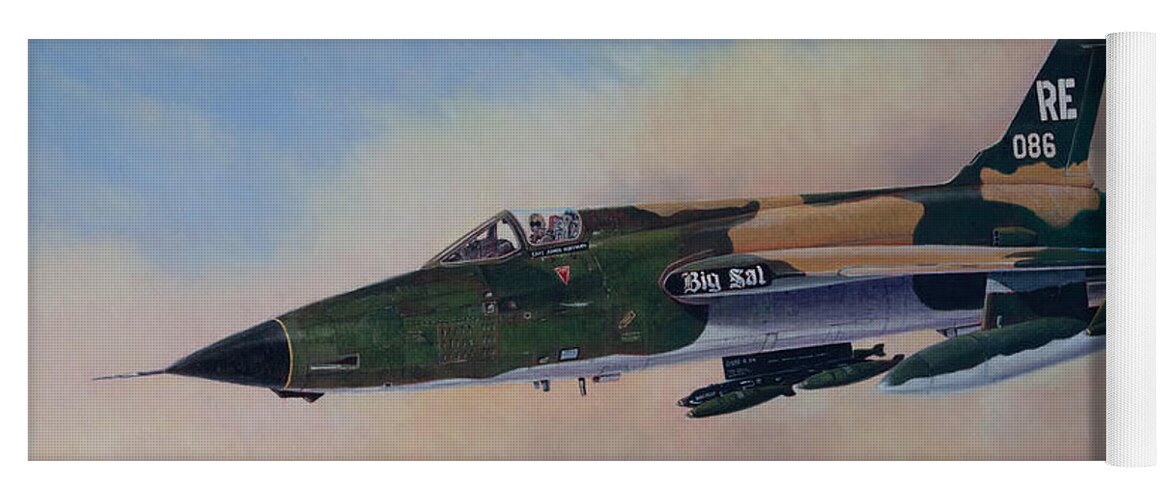 Jet Yoga Mat featuring the painting F-105D Big Sal by Douglas Castleman
