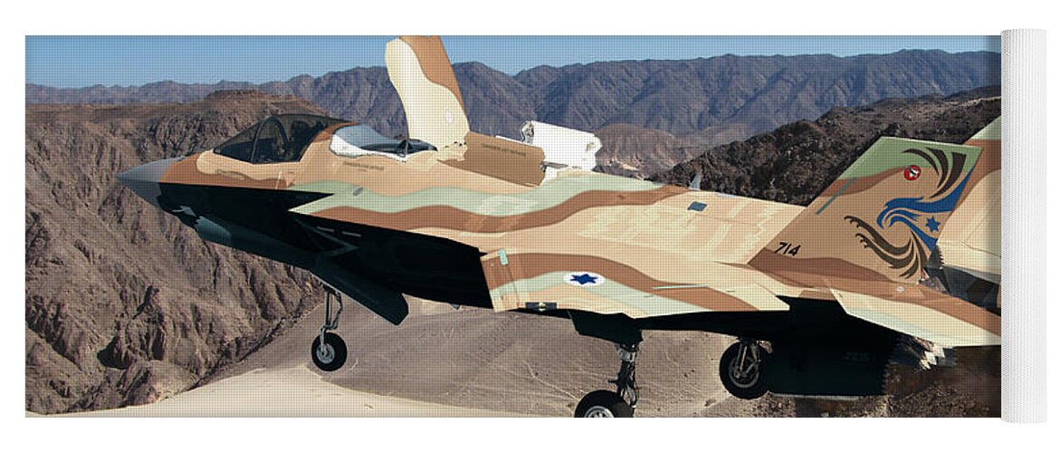 Lightning Yoga Mat featuring the digital art F-35IB Barak II by Custom Aviation Art