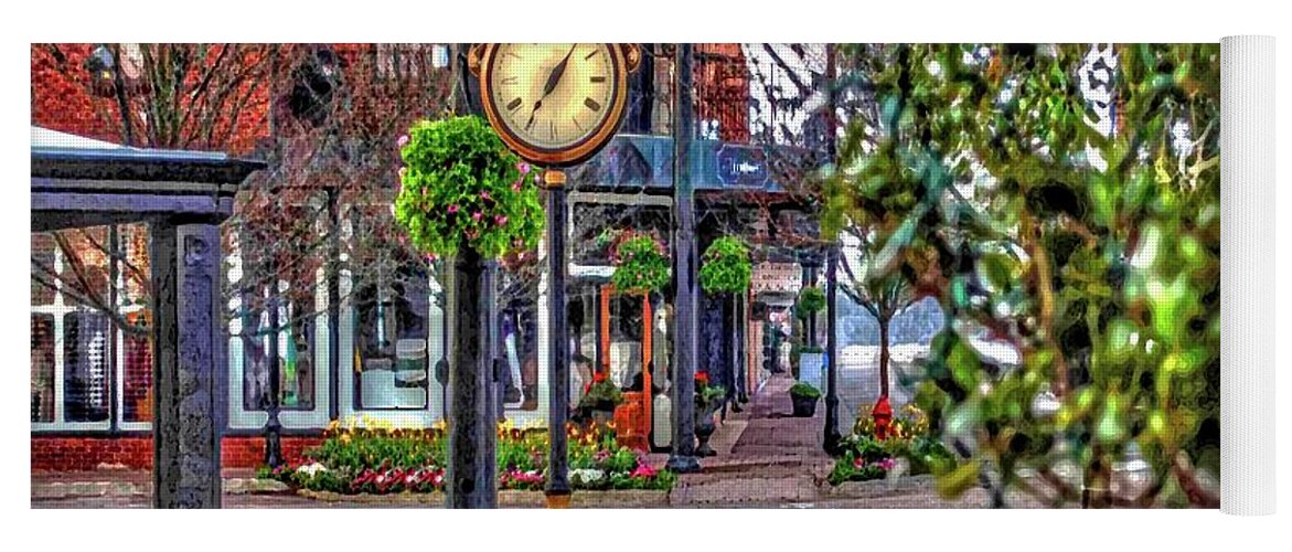 Fairhope Yoga Mat featuring the photograph Fairhope Ave with Clock down Section Street by Michael Thomas