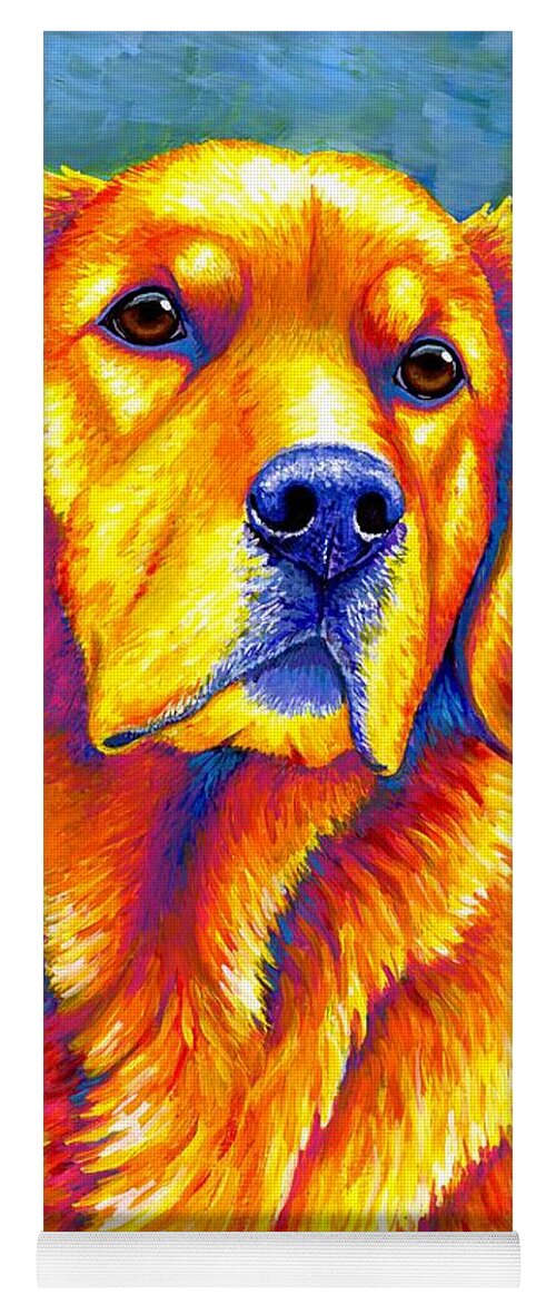 Golden Retriever Yoga Mat featuring the painting Faithful Friend - Colorful Golden Retriever Dog by Rebecca Wang