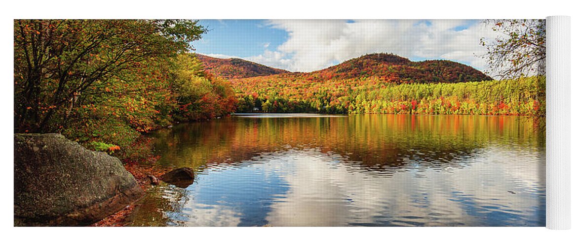 New Hampshire Yoga Mat featuring the photograph Fall at Mirror Lake Beach by Robert Clifford