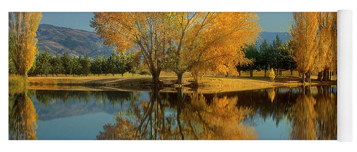 Dave Welling Yoga Mat featuring the photograph Fall Colored Trees Near Eastern Sierras California by Dave Welling