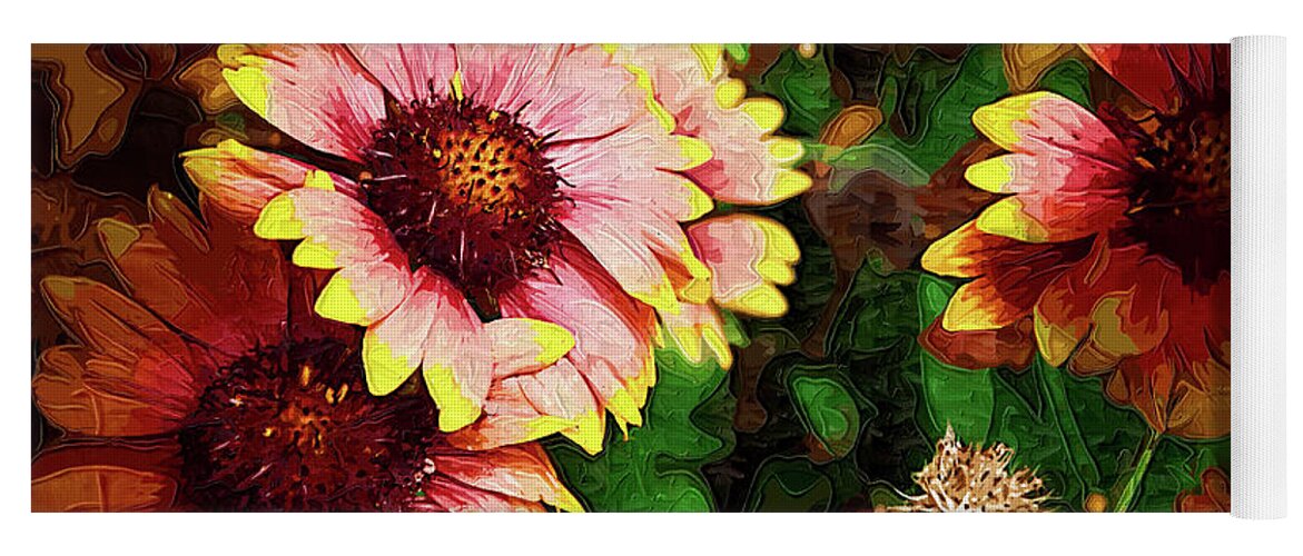 Flowers Yoga Mat featuring the digital art Fall Flowers In Impasto by Kirt Tisdale