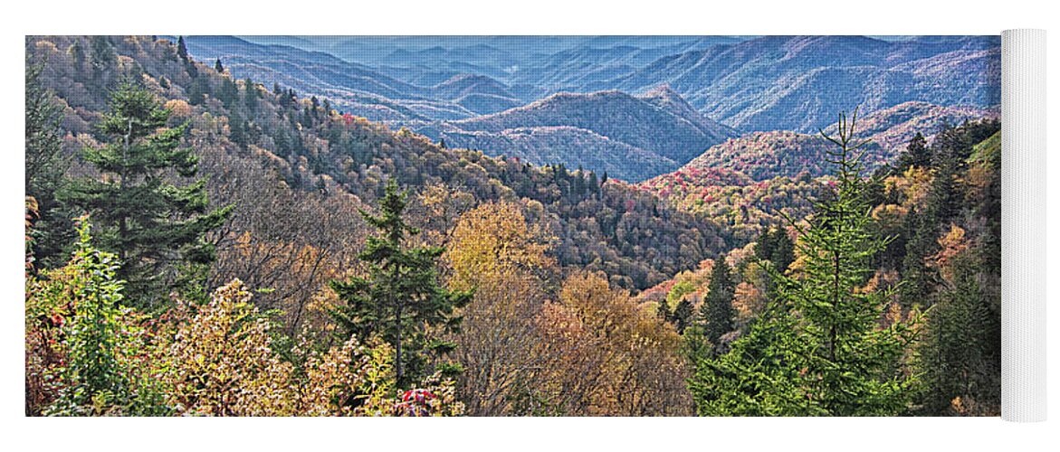 Blue Ridge Yoga Mat featuring the photograph Fall Foliage Alnng the Blue Ridge Parkway by Bob Decker