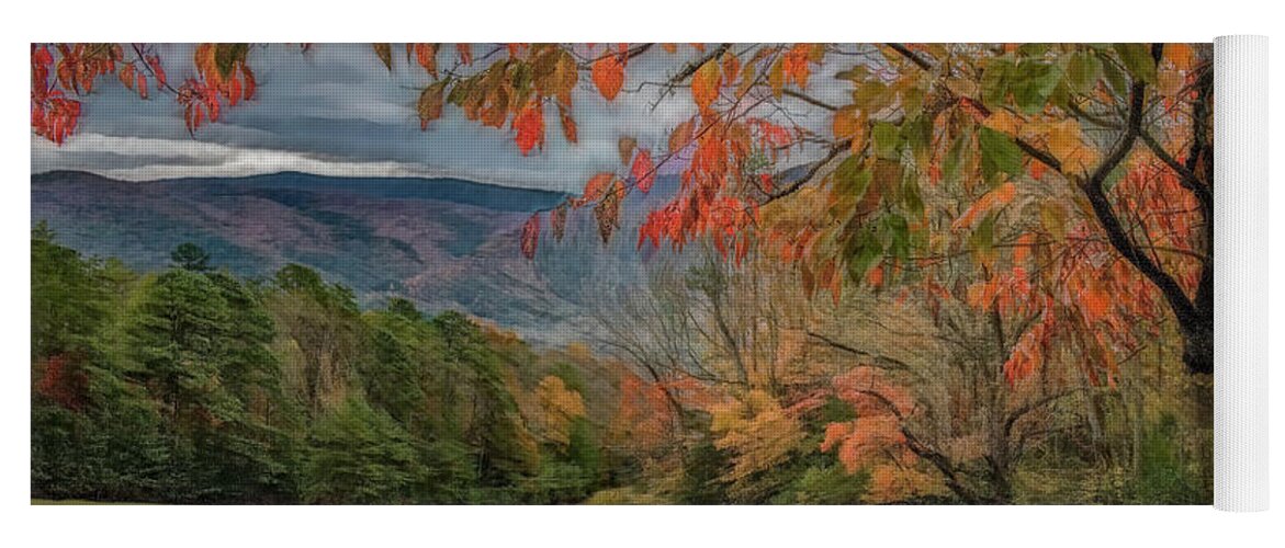 Cades Cove Yoga Mat featuring the photograph Fall in the Cove, Stylized by Marcy Wielfaert