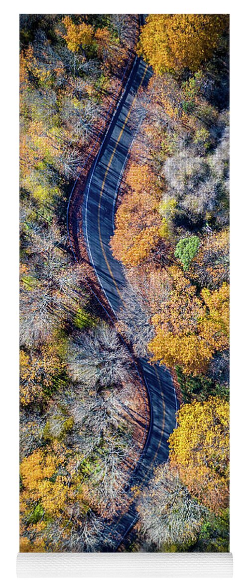 Drone Yoga Mat featuring the photograph Fall Road by Clinton Ward