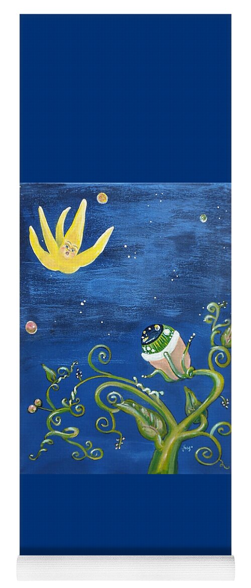 Surreal Yoga Mat featuring the painting Falling Star and Venus Eyesnap by Vicki Noble
