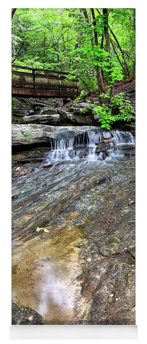 Fall Creek Falls State Park Yoga Mat featuring the photograph Falling Water And Bridge by Phil Perkins