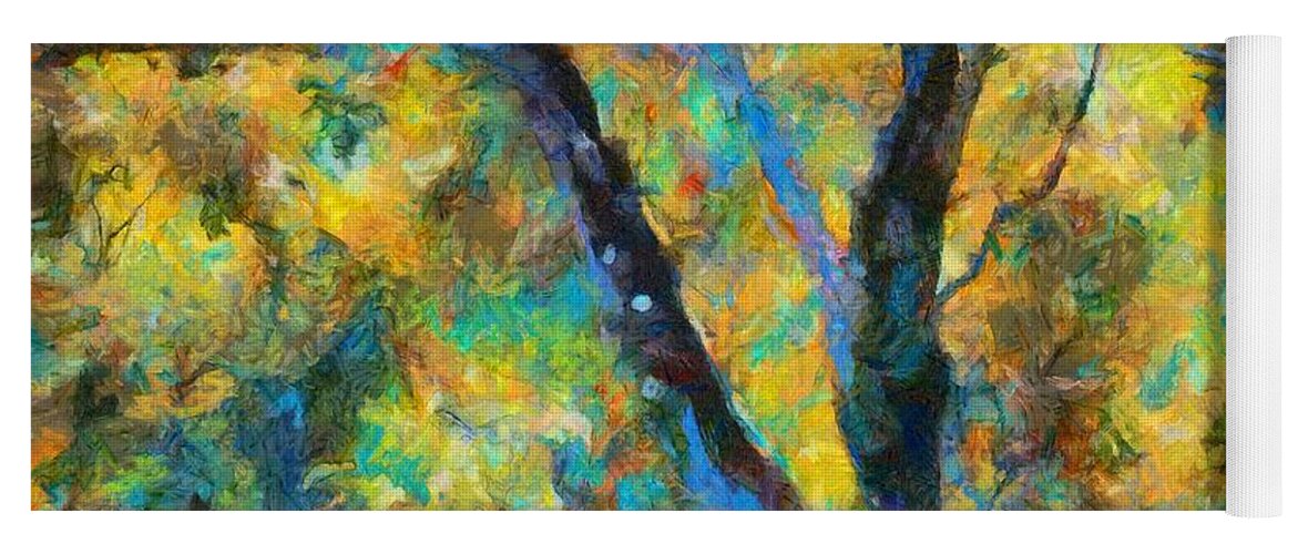 Fall Yoga Mat featuring the mixed media Fallscape by Christopher Reed