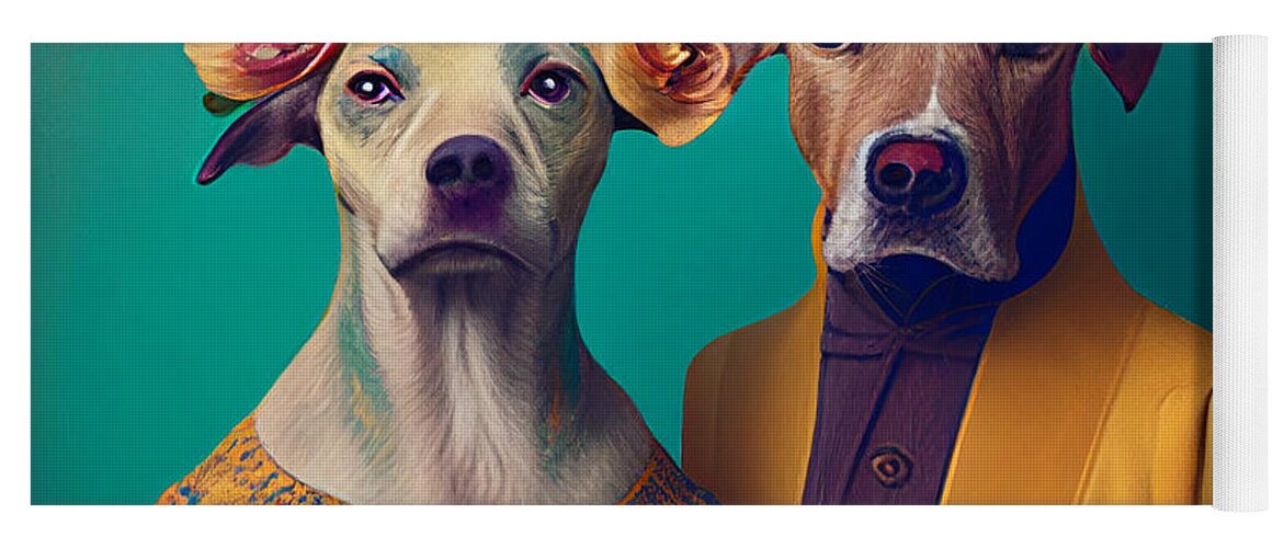 Dog Yoga Mat featuring the mixed media Family by Binka Kirova