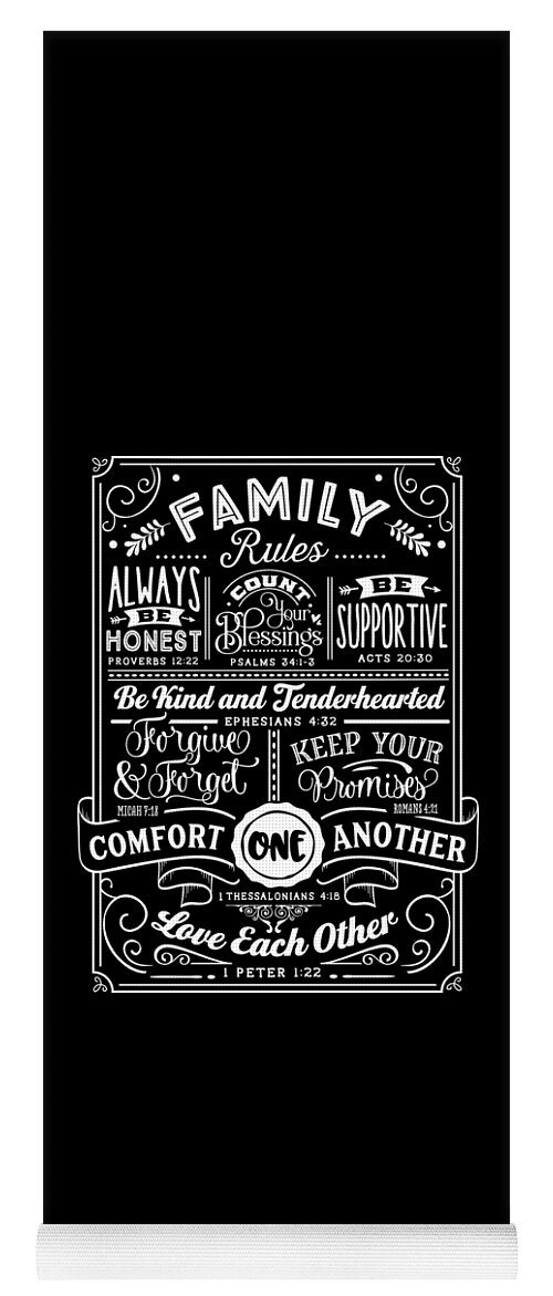 Family Yoga Mat featuring the digital art Family Rules Verses by Sambel Pedes