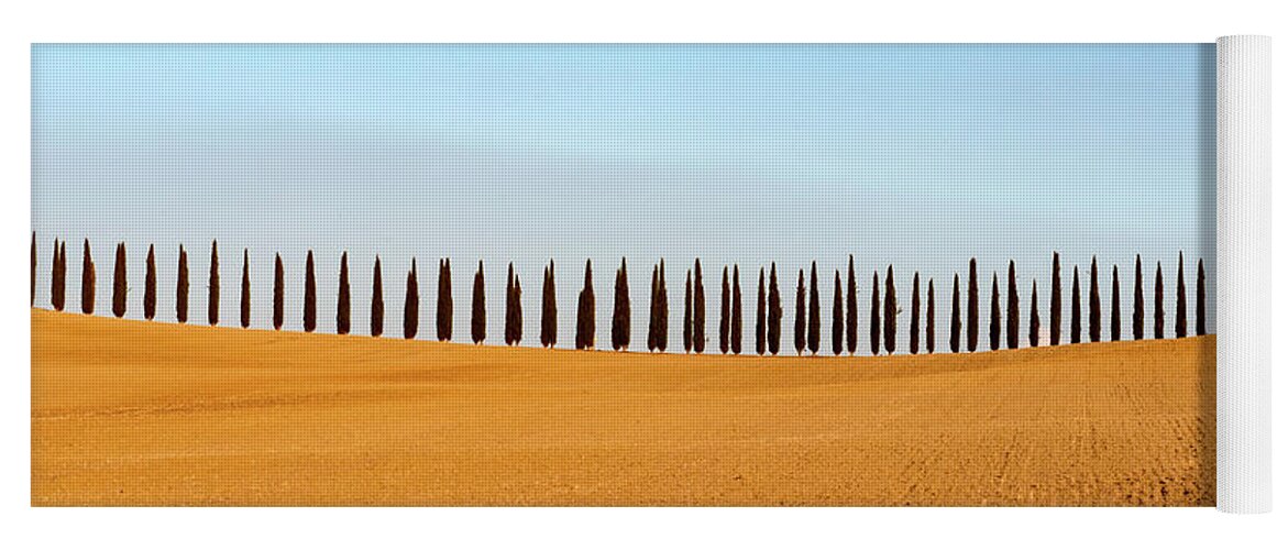Orcia Yoga Mat featuring the photograph famous group of cypress trees in Tuscany, Italy by Eleni Kouri