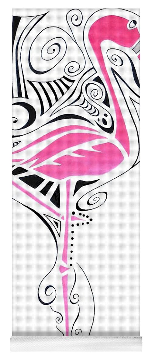 Flamingo Yoga Mat featuring the painting Fanciful Flamingo by Jayne Somogy