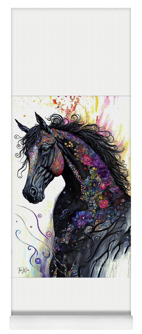 Black Stallion Yoga Mat featuring the painting Fancy Black Stallion 2 by Tina LeCour