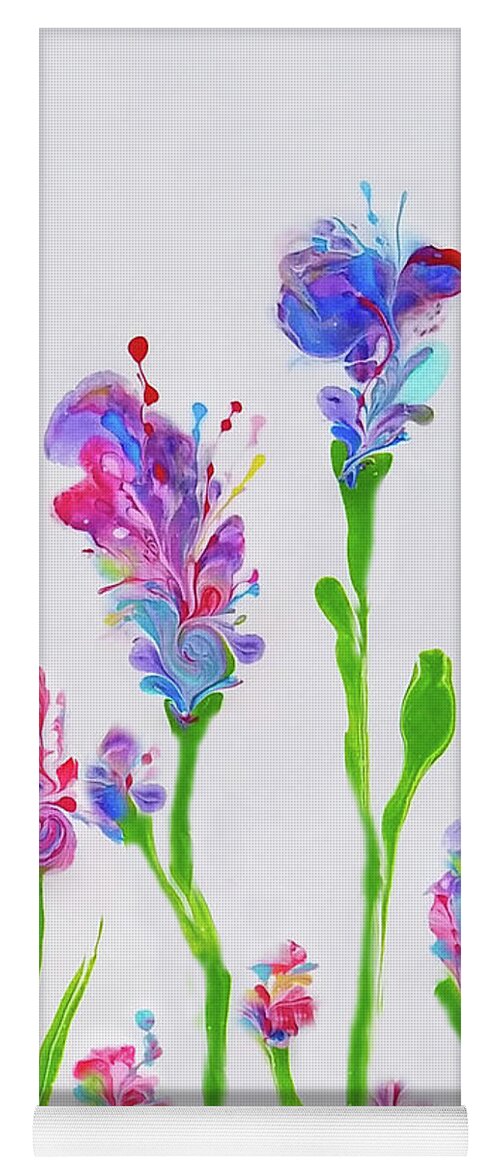 Flowers Yoga Mat featuring the painting Fancy Flowers 1 by Deborah Erlandson