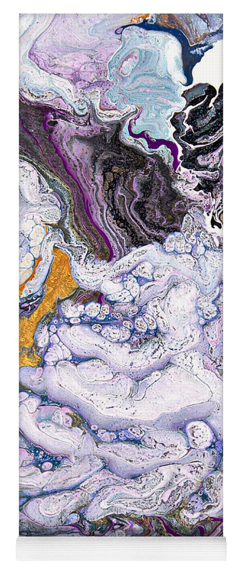 Puffy Clouds Textural Fantastic Abstract Multidimensional Yoga Mat featuring the painting Fantastical Cloud eating dragon by Priscilla Batzell Expressionist Art Studio Gallery