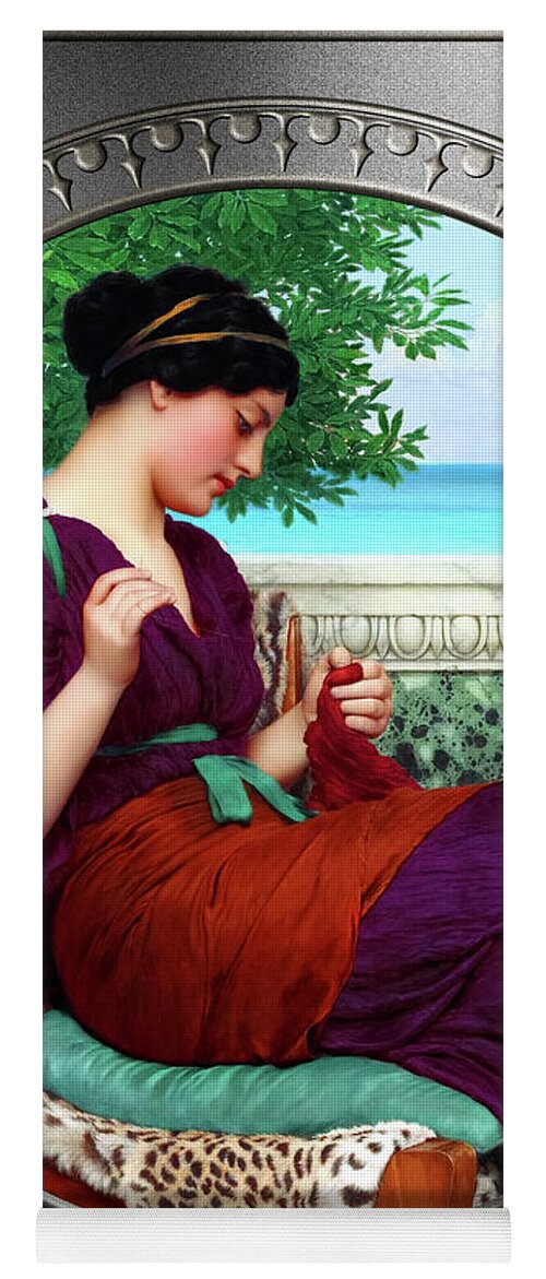 Far Away Thoughts Yoga Mat featuring the painting Far Away Thoughts c1911 by John William Godward Fine Art Xzendor7 Old Masters Reproductions by Rolando Burbon