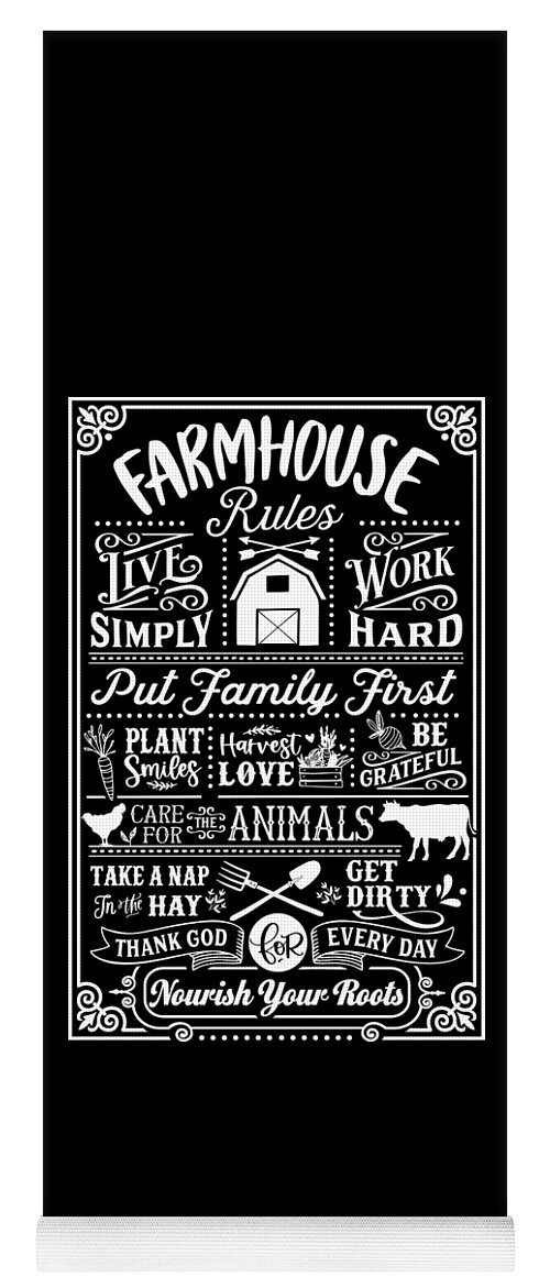 Family Yoga Mat featuring the digital art Farmhouse Rules by Sambel Pedes
