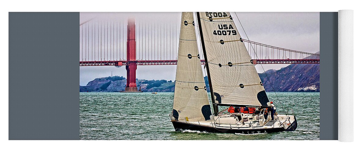 Golden Gate Bridge Yoga Mat featuring the photograph Farr 40 Golden Gate Bridge by Ed Broberg