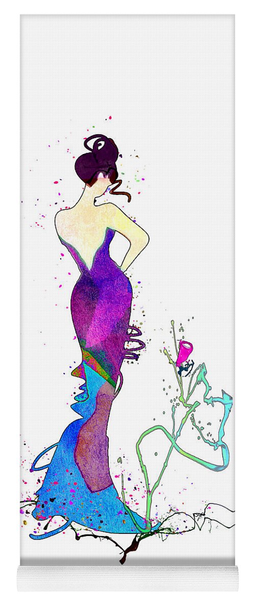 Woman Yoga Mat featuring the mixed media Fashion Model 07 by Miki De Goodaboom