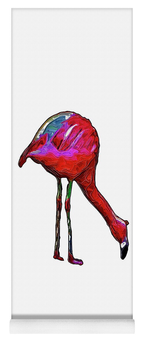 Flamingo Yoga Mat featuring the digital art Feeding Flamingo In Abstract by Kirt Tisdale
