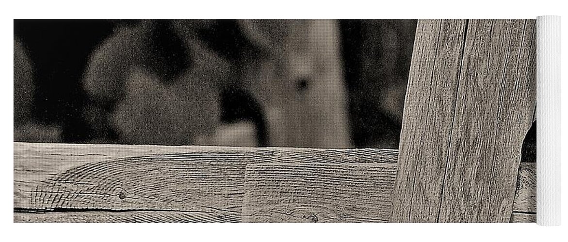 Fence Post Wood B&w Yoga Mat featuring the photograph Fence Post by John Linnemeyer