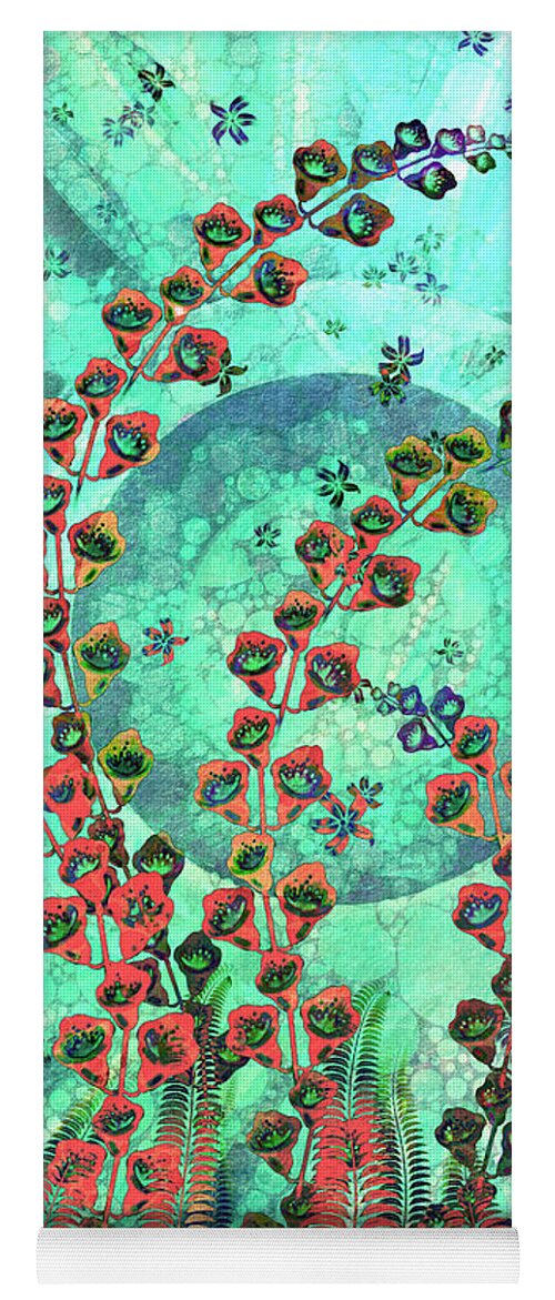 Ferns Yoga Mat featuring the digital art Ferns and Foxgloves by Peggy Collins
