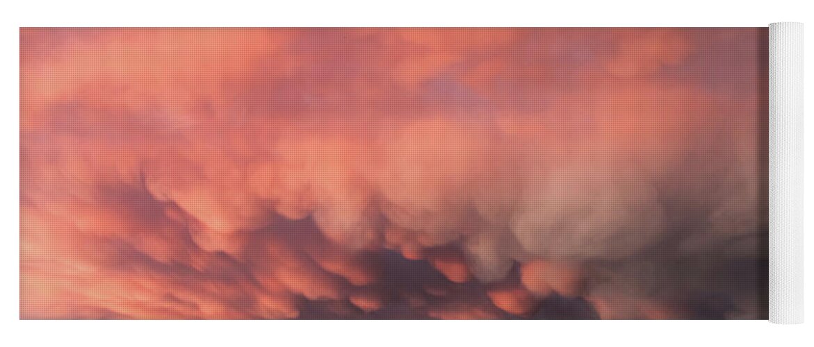 Olorful Sunset Wall Art Yoga Mat featuring the photograph Fiery Sunset and Menacing Mammatus Clouds by James BO Insogna