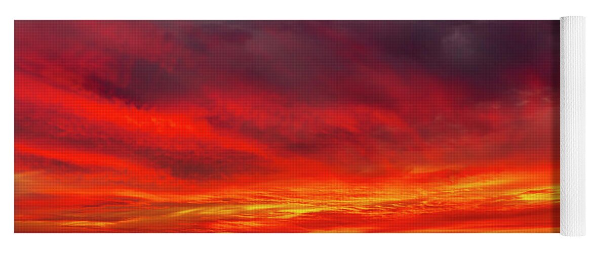 Sunset Yoga Mat featuring the photograph Fiery Sunset in Oceanside - January 10, 2022 by Rich Cruse