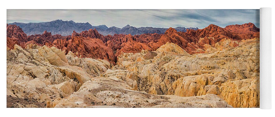 Valley Of Fire State Park Yoga Mat featuring the photograph Fire Canyon Panorama by Jurgen Lorenzen
