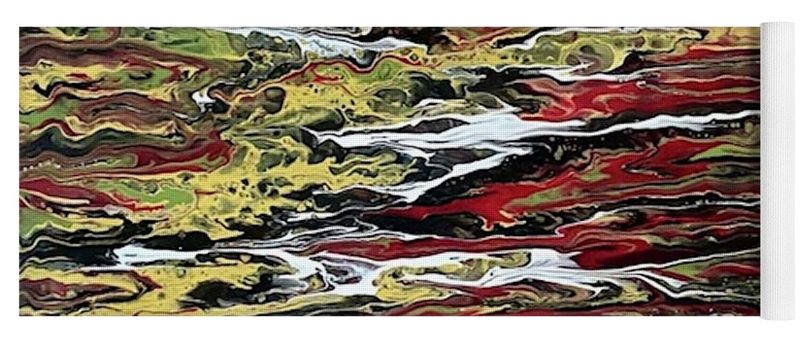 Acrylic Yoga Mat featuring the painting Firey Sunset on the Water by Pour Your heART Out Artworks