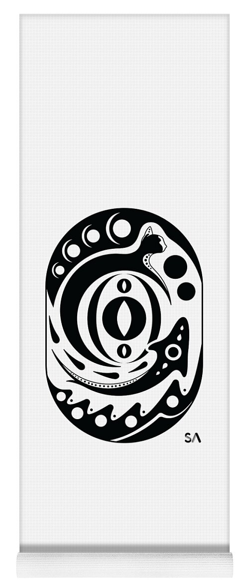 Black And White Yoga Mat featuring the digital art Fish Cat by Silvio Ary Cavalcante