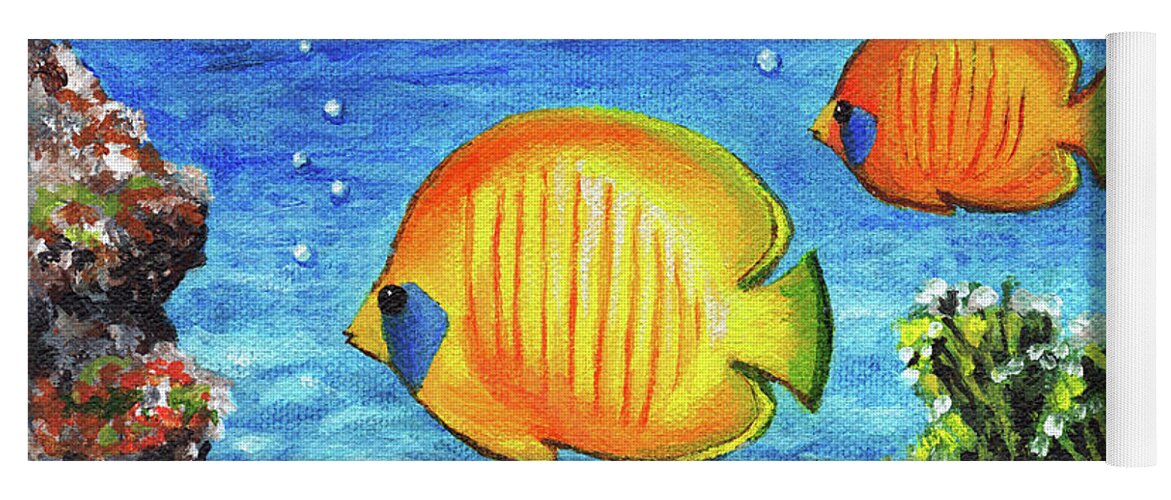 Fish Yoga Mat featuring the painting Fish by Lucie Dumas
