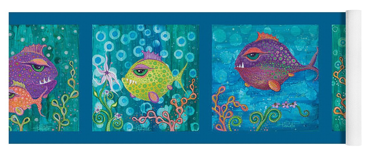 Fish School Yoga Mat featuring the digital art Fish School by Tanielle Childers