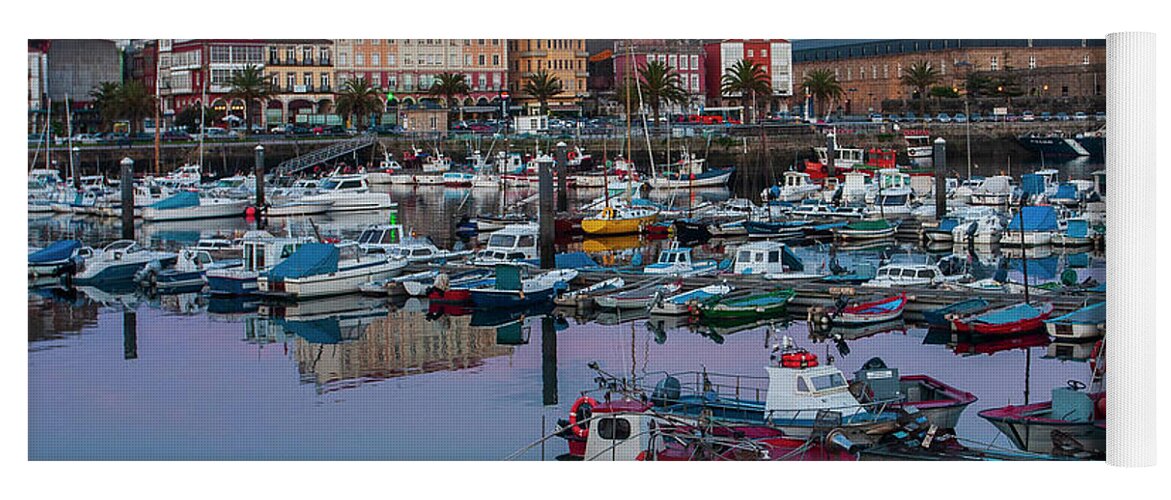 Architecture Yoga Mat featuring the photograph Fishing Boats at the Port of Ferrol Galicia by Pablo Avanzini